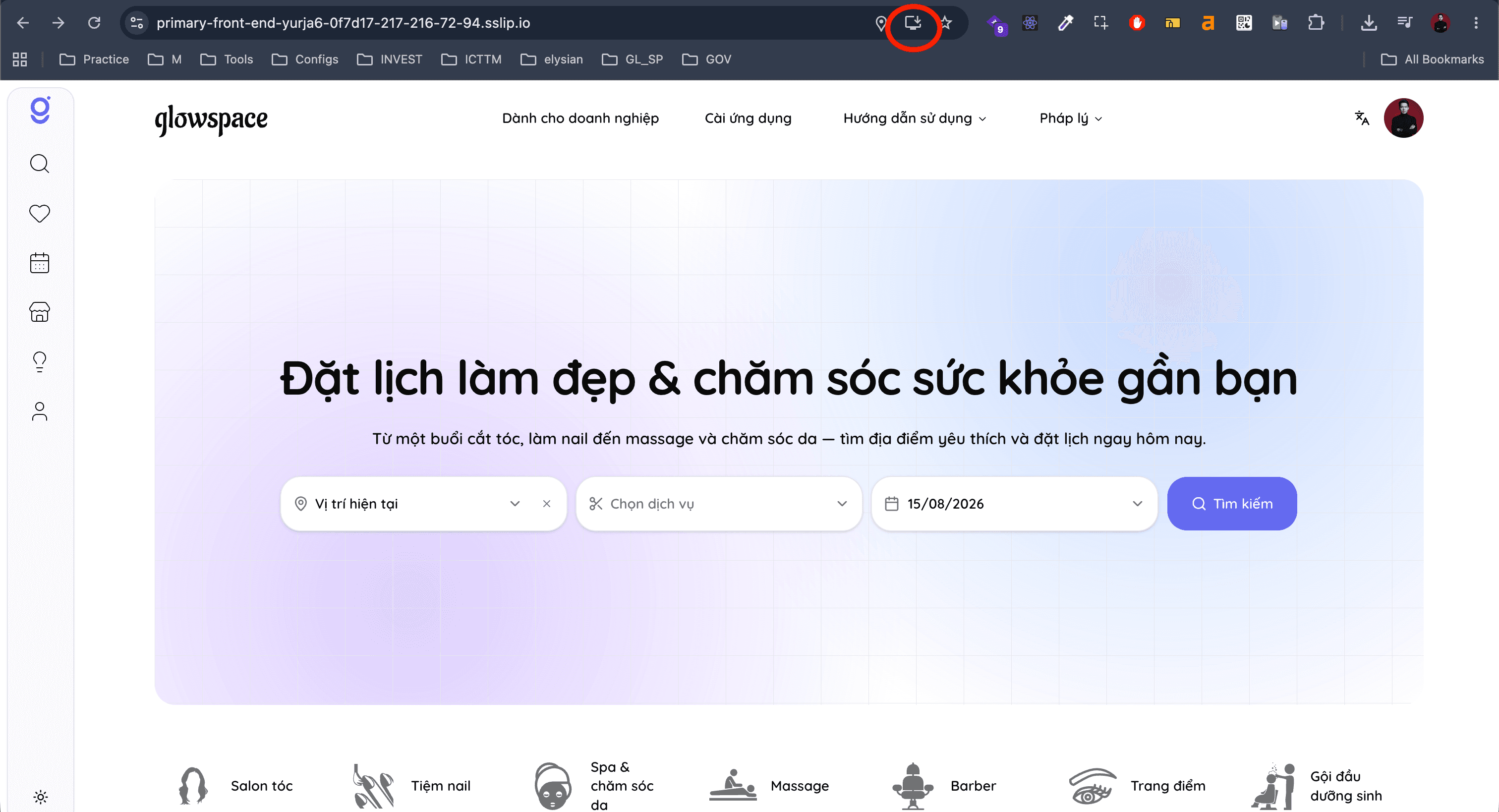 Ghé Qua đã cài trên máy tính, biểu tượng ứng dụng hiện trên thanh công cụ Chrome